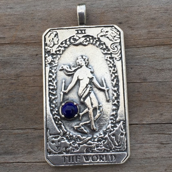 World Tarot Pendant Sterling Silver Lapis Lazuli - Picture 8 of 8